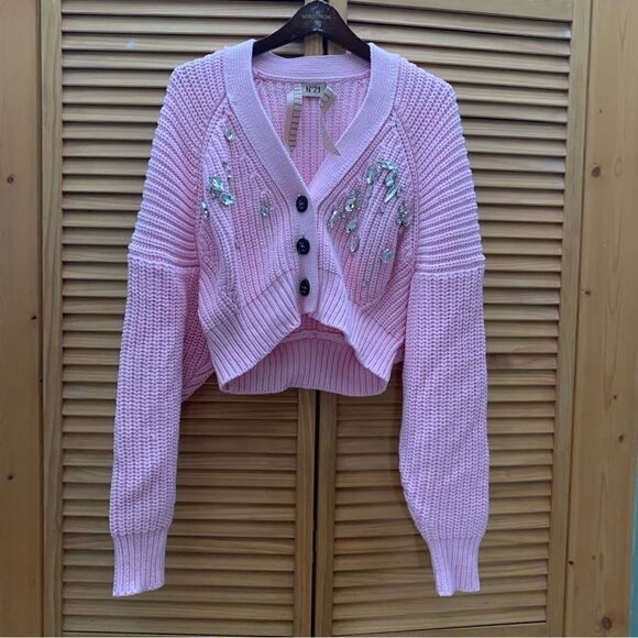 NWT No. 21 Cropped Pink Cardigan Medium - Picture 2 of 9